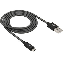 Wewoo Câble noir pour Samsung Galaxy S6 / S5 / S IV, LG, HTC, Longueur: 1 m Net Style Haute Qualité Métal Tête Micro USB vers USB Données / de Charge