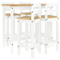 vidaXL Ensemble de bar 5 pcs Blanc Bois de pin massif