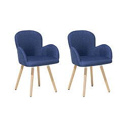 Beliani Chaise de salle à manger BROOKVILLE Set de 2 Tissu Bleu marine