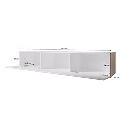 Acheter Furnix Meuble tv / meuble suspendu ZIBO 160 cm blanc mat / blanc brillant style moderne avec compartiments fermés