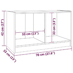 vidaXL Meuble TV Gris 70x33x42 cm Bois de pin massif pas cher