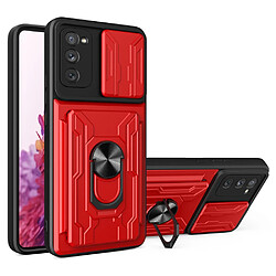 Coque en TPU antichoc avec béquille en anneau et porte-carte rouge pour votre Samsung Galaxy S20 FE