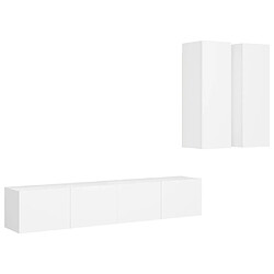 Maison Chic Ensemble de meubles TV 4 pcs | Banc TV Moderne pour salon | Meuble de Rangement - Blanc Aggloméré -MN35984