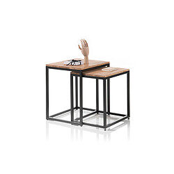 Avis Pegane Set de 2 tables basses en chêne massif huilé - L50 x H50 x P40 cm