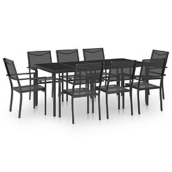 Maison Chic Salon de jardin de salle à manger 9 pcs,Table et Chaises d'extérieur,Mobilier de jardin Acier -MN69656