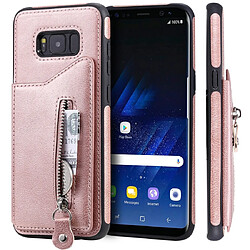 Wewoo Housse Coque Pour Galaxy S8 Plus Etui de protection antichoc couleur solide à double boucle et fermeture à glissière or rose