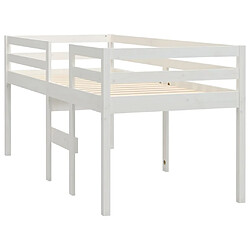 Avis vidaXL Lit haut sans matelas blanc 90x200 cm bois de pin massif