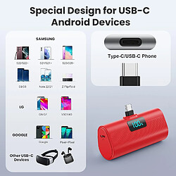 Acheter SANAG Batterie Externe Pour Iphone 16/15 Series, 5200Mah Usb C Power Bank À Charge Rapide, Ultra-Compact Et Léger Batterie Portable Écran Lcd Chargeur Portable Pour Iphone 16/15/15 Plus/15Pro Samsung-Rouge