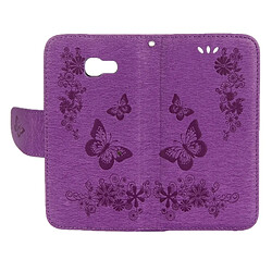 Wewoo Housse Étui Violet pour Samsung Galaxy A3 2017 / A320 Papillons Gaufrage Horizontal en cuir Flip avec support et Slots de cartes Portefeuille & Longe pas cher