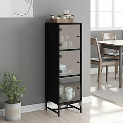 Avis Maison Chic Commode Buffet - Meuble de rangement avec portes en verre noir 35x37x120 cm -GKD99666