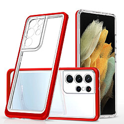 Ozzzo coque transparente 3 en 1 pour samsung galaxy s21 ultra 5g frame gel cover rouge