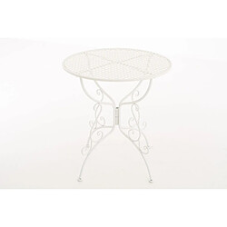 Decoshop26 Table de jardin en fer forgé diamètre Ø 70 cm blanc MDJ10044