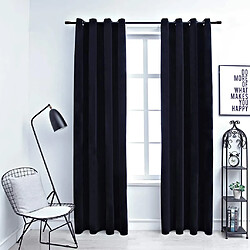 vidaXL Rideaux occultants avec anneaux 2 pcs Velours Noir 140x225 cm