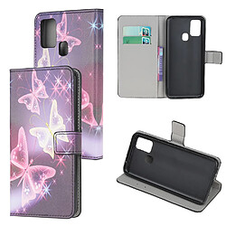 Etui en PU impression de motifs avec support papillon vif pour votre Samsung Galaxy A21s