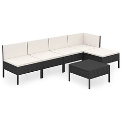 vidaXL Salon de jardin 6 pcs avec coussins résine tressée noir