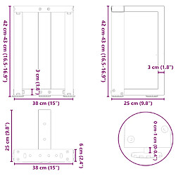 vidaXL Pieds de table basse forme de T 2pcs noir 38x25x(42-43)cm acier pas cher