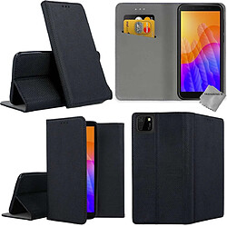 Htdmobiles Housse etui portefeuille avec coque intérieure en silicone pour Huawei Y5p + film ecran - NOIR MAGNET