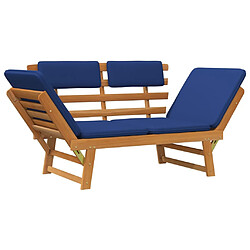 Helloshop26 Banc de jardin 190 cm meuble de patio d'extérieur terrasse avec coussins 2-en-1 bois solide d'acacia 02_0011598