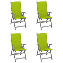 vidaXL Chaises inclinables de jardin lot de 4 et coussins Bois acacia