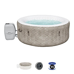 Spa Gonflable Bestway Lay-Z Madrid 120 Bulles AirJet 180x66 cm pour 4 Personnes Rond Marron Zig Zag