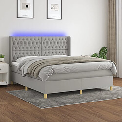 vidaXL Sommier à lattes de lit matelas LED Gris clair 160x200 cm Tissu