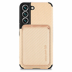 Coque en TPU antichoc, texture en fibre de carbone avec porte-carte kaki pour votre Samsung Galaxy S22 Plus 5G