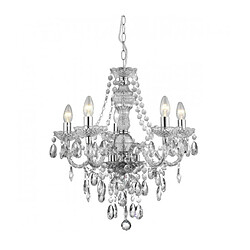 Searchlight Chandelier sans abats jours Marie Therese Acrylique Acier chromé 5 ampoules 57cm