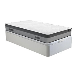 Vente-Unique Ensemble 90 x 190 cm sommier coffre blanc + matelas ressorts ensachés et mémoire de forme ép.24cm - ILLUSION de YSMÉE