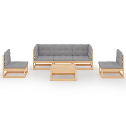 Avis Maison Chic Salon de jardin 6 pcs + coussins - Mobilier/Meubles de jardin - Table et chaises d'extérieur Bois de pin massif -MN23644