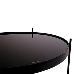 Mes Table basse ronde 48x48 cm en verre et acier noir pas cher