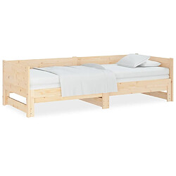 Maison Chic Lit d'appoint bois massif de pin 2x(90x200)cm,Lit coulissant Lit de repos -GKD33372