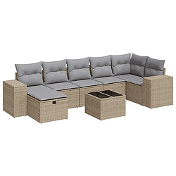 vidaXL Salon de jardin avec coussins 8 pcs beige résine tressée