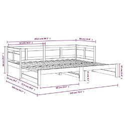 vidaXL Lit coulissant sans matelas marron miel 2x(80x200)cm pas cher