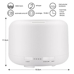 Acheter Wewoo Humidificateur d'Air Diffuseur ultrasonique de brouillard d'huile d'huiles essentielles d'humidificateur blanc à distance dégagement pour ultrasoniques couleur d'atomiseur LED, capacité: 500 ml, CC 24V, prise US