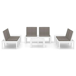 Avis Maison Chic Salon de jardin 6 pcs + coussins - Mobilier/Meubles de jardin - Table et chaises d'extérieur Plastique Blanc -MN24030