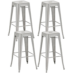 Decoshop26 Lot de 4 tabourets de bar style industriel avec repose-pieds en métal argenté TDB10289