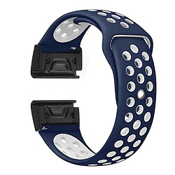 Bracelet en silicone deux couleurs bleu foncé/blanc pour votre Garmin Fenix 5X/Fenix 3