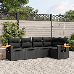 Maison Chic Salon de jardin 5 pcs avec coussins | Ensemble de Table et chaises | Mobilier d'Extérieur noir résine tressée -GKD90182