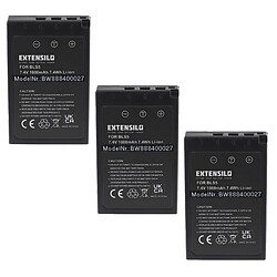 Vhbw EXTENSILO 3x Batteries remplacement pour Olympus BLS-50 pour appareil photo, reflex numérique (1000mAh, 7,4V, Li-ion) avec puce d'information