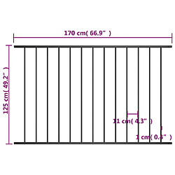 Avis vidaXL Panneau de clôture Acier enduit de poudre 1,7x1,25 m Noir