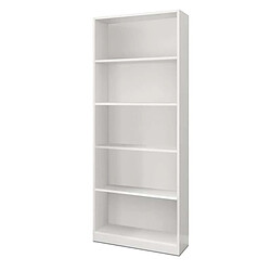 Bibliothèque avec 4 tablettes de rangement coloris Blanc artic - 201 x 80 x 28 cm -PEGANE-