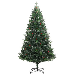 vidaXL Sapin de Noël artificiel à charnières avec baies rouges 150 cm