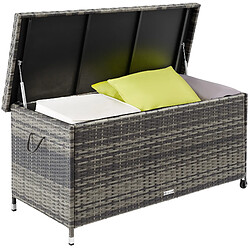 Tectake Coffre de jardin KIRUNA en rotin synthétique 120x55x61,5cm 270 L - gris