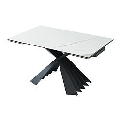 Table à manger extensible 4 à 8 personnes en céramique et métal - Effet marbre blanc et noir - BEKIM de Pascal MORABITO pas cher