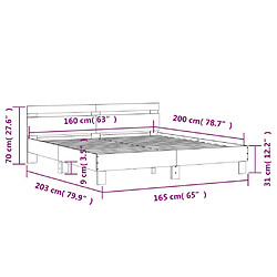 Vidaxl Cadre de lit avec tête de lit blanc 160x200cm bois d'ingénierie pas cher