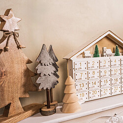 Mobili Rebecca Ensemble De 2 Mini Sapins De Noël En Feutre Gris Marron Avec Socle En Bois