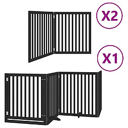 vidaXL Barrière pour chien porte pliable 8 panneaux noir bois peuplier