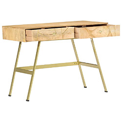 Helloshop26 Bureau table poste de travail meuble d'ordinateur informatique étude avec tiroirs 100 x 55 x 75 cm bois solide de manguier brun 02_0023461