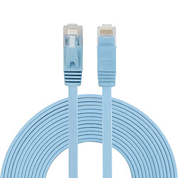 Wewoo 3m CAT6 câble plat Ethernet bleu réseau LAN ultra-plat, cordon RJ45