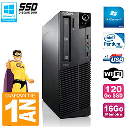 PC Lenovo M92p SFF Intel G630 16Go Disque 120Go SSD Graveur DVD Wifi W7 - Occasion